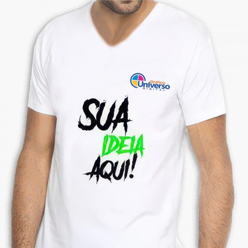 Camisa Gola V C/ou Sem Manga | Tecido DRYFIT LISO Adulto | Personalizada 