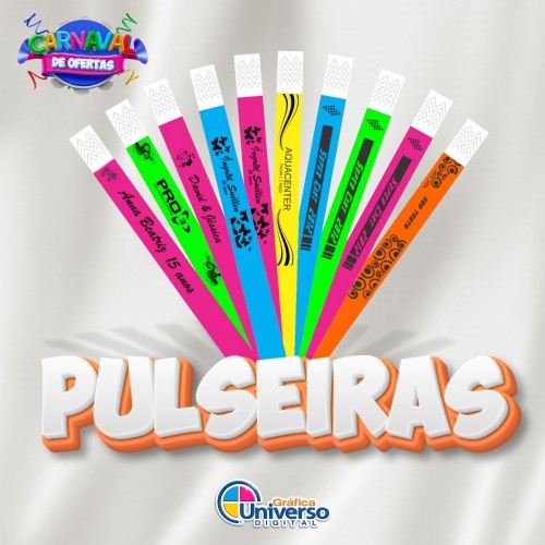 Pulseira Personalizada | 2 x 25 cm (CONSULTAR CORES DISPONÍVEIS)